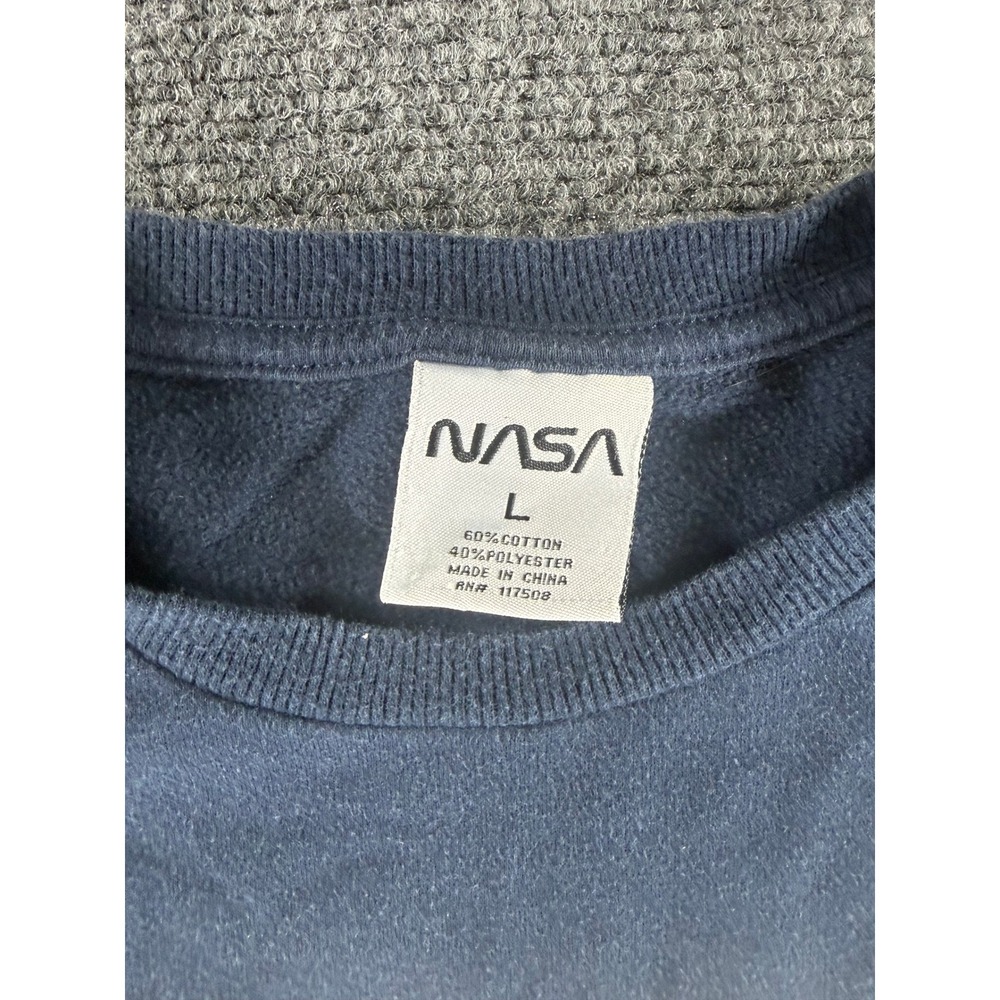 NASA Mens Navy Blue Worm Logo Crewneck Sweatshirt Pullover Size L RN117508 - Picture 3 of 5